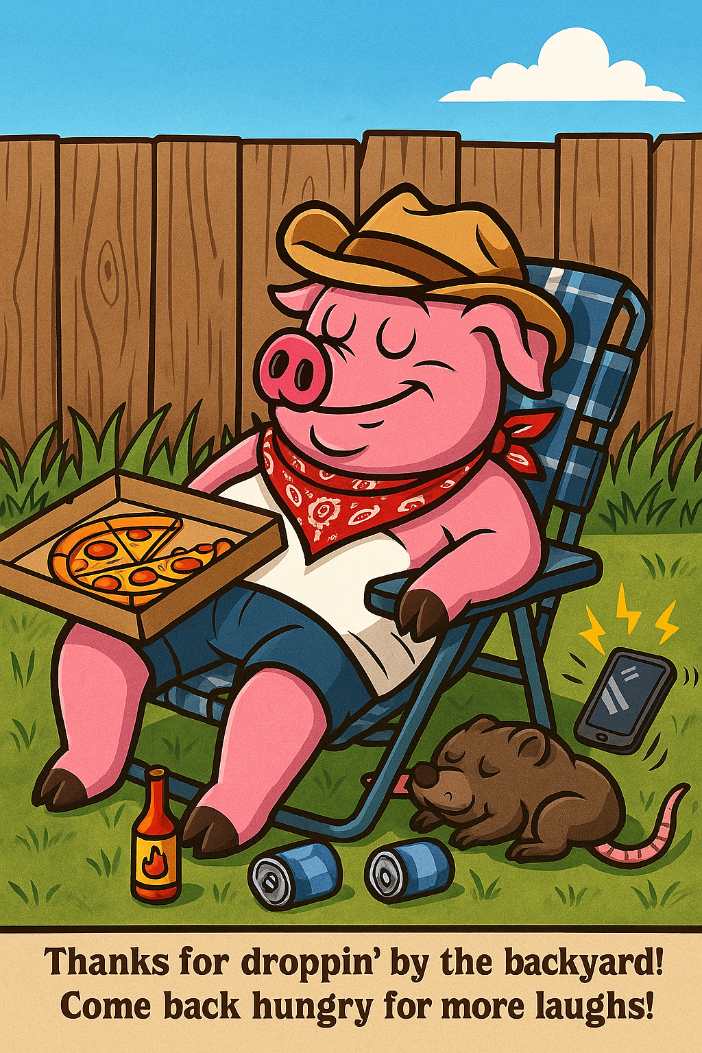 Billy-Bob with pizza